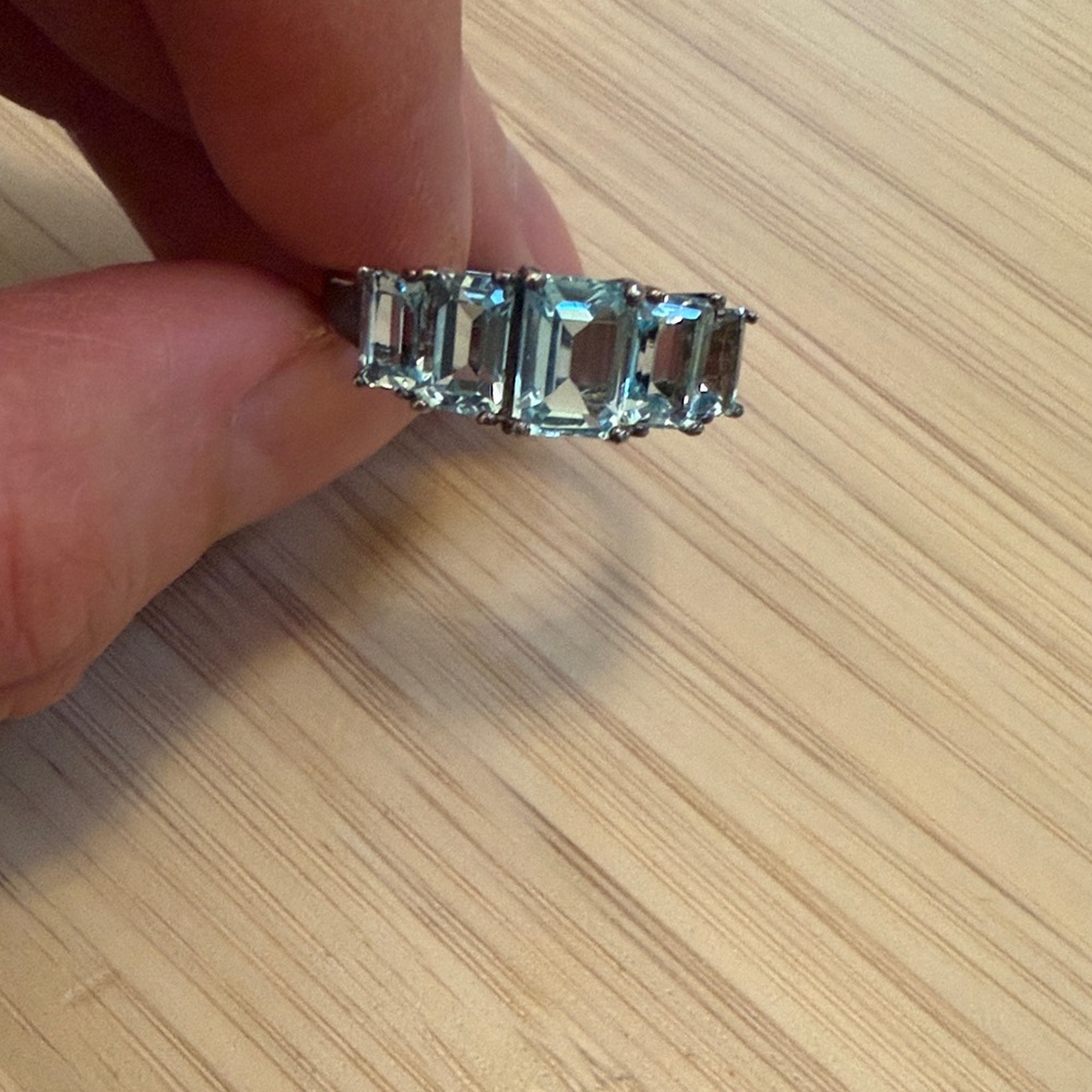 Elegant Silver Ring with Aqua Stones - Picture 3 of 3